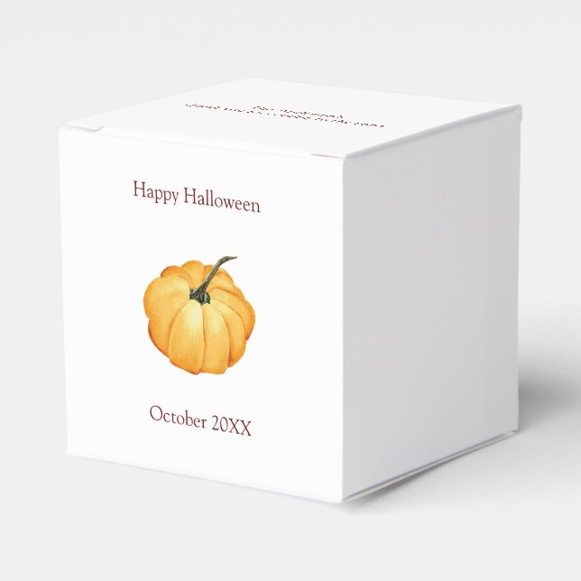 Happy Halloween cute orange pumpkin with date Favour Box (Front Side)