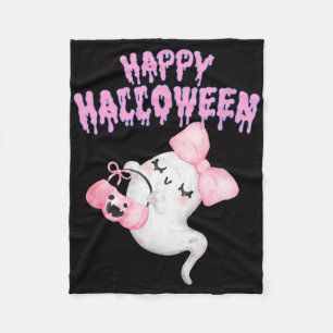 Happy Halloween Cute Pink Ghost Fall Apparel Girls Fleece Blanket
