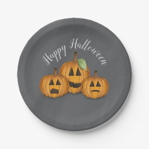 Happy Halloween Cute Pumpkin Jack O Lanterns Paper Plate