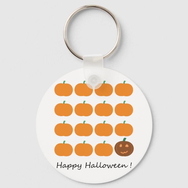 Happy Halloween Cute Pumpkin Patch Key Ring (Front)