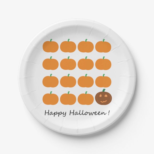 Happy Halloween Cute Pumpkin Patch Paper Plate (Front)
