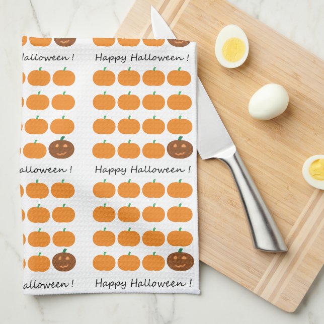 Happy Halloween Cute Pumpkin Patch Tea Towel (Quarter Fold)