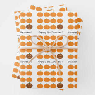 Happy Halloween Cute Pumpkin Patch Wrapping Paper Sheet