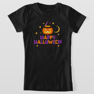 Happy Halloween Cute Pumpkin Witch Girl's T-Shirt