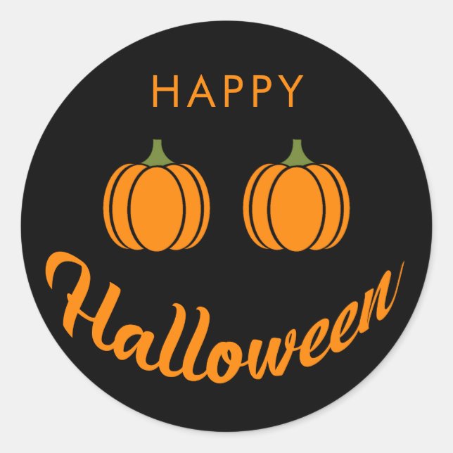 Happy Halloween Cute Pumpkins Family Party Classic Round Sticker (Front)