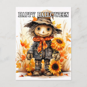 Happy Halloween   Cute Ragdoll Scarecrow Postcard