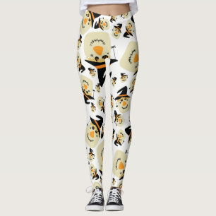 Happy Halloween Cute Scarecrow and Spider Leggings