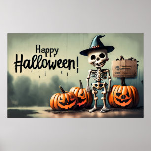 Happy Halloween! Cute skeleton Poster