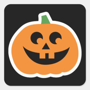 Happy Halloween Cute Smile Jack-O-Lantern Square Sticker
