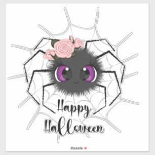 Happy Halloween Cute Spider with Roses