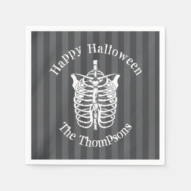 Happy Halloween Cute Spooky Scary Skeleton Napkin (Front)