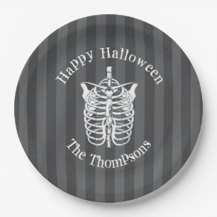 Happy Halloween Cute Spooky Scary Skeleton Paper Plate
