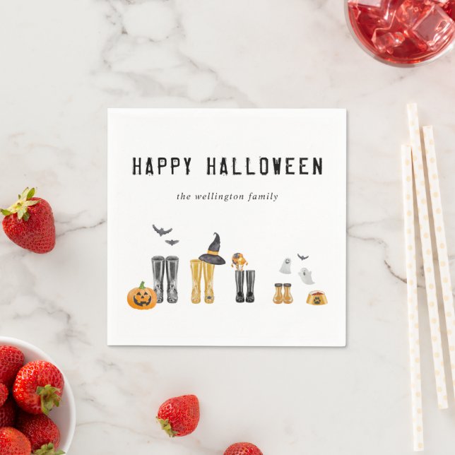 Happy Halloween Cute Spooky Watercolor Family  Napkin (Insitu)