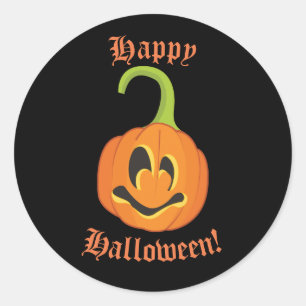 Happy Halloween Cute Whimsical Pumpkin Treat Favou Classic Round Sticker