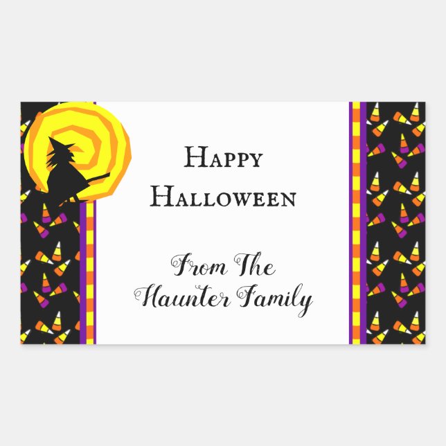Happy Halloween Cute Witch Candy Corn Sticker (Front)