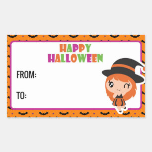 Happy Halloween cute witch label 2 -orange