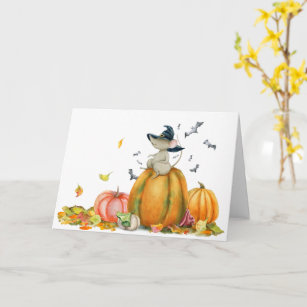 Happy Halloween cute witch mouse Card