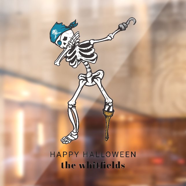 Happy Halloween Dabbing Skeleton Pirate Window Cling (Sheet 2)
