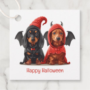 Happy Halloween Dachshund Dogs Devil Bat Favour Tags