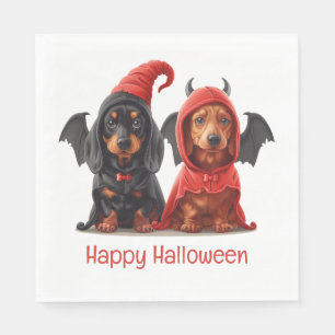 Happy Halloween Dachshund Dogs Devil Bat Napkin