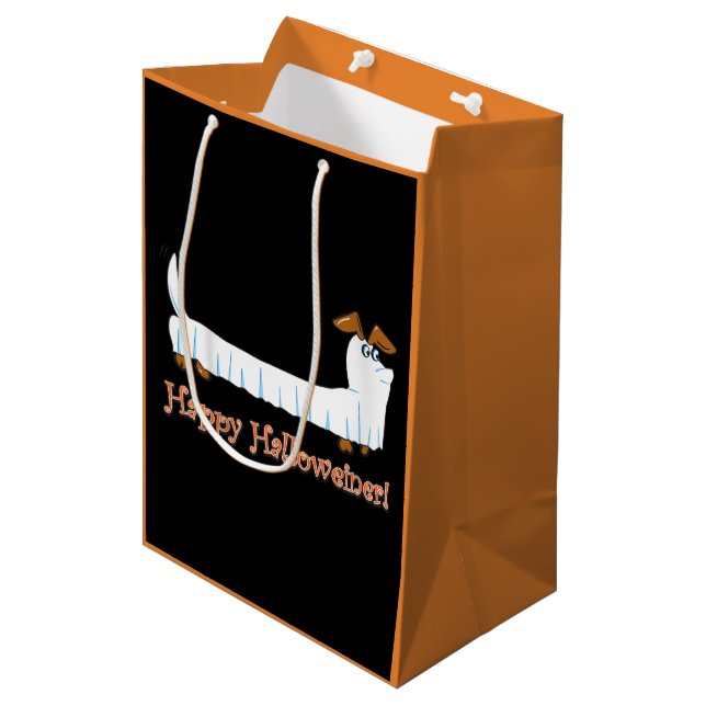 Happy Halloween Dachshund Ghost Medium Gift Bag (Front Angled)