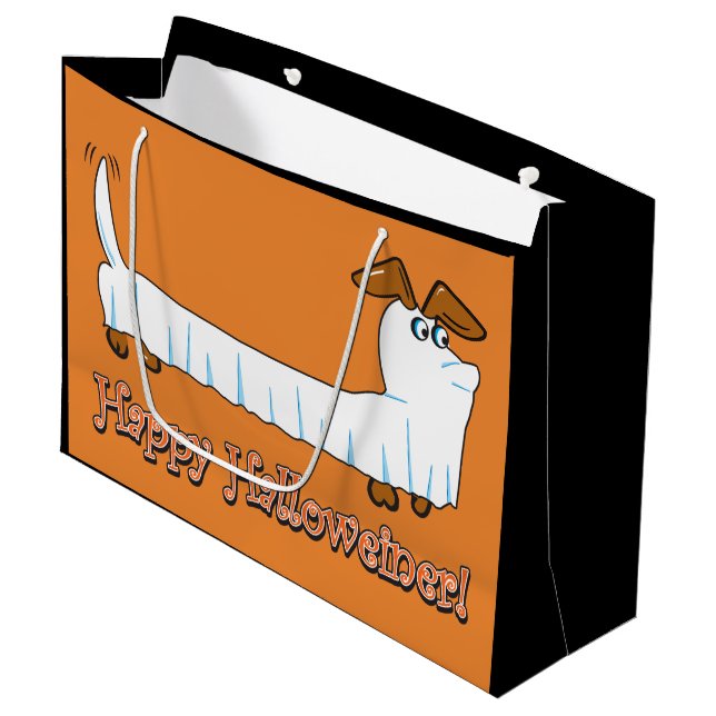 Happy Halloween Dachshund Large Gift Bag (Front Angled)