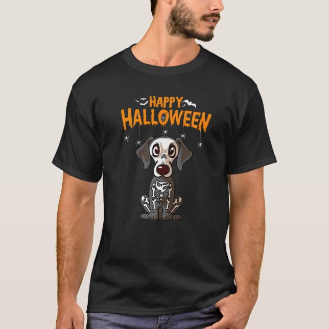 Happy Halloween Dachshund Skeleton Dog Costume T-Shirt (Front)