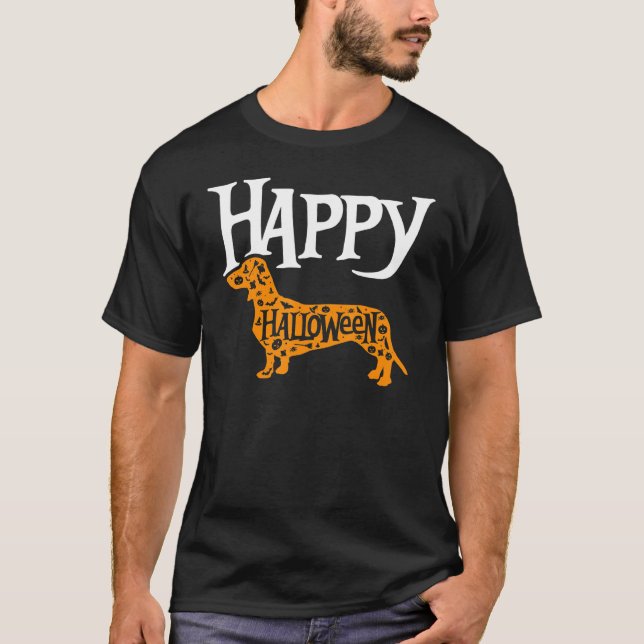 Happy Halloween Dachshund T-Shirt (Front)