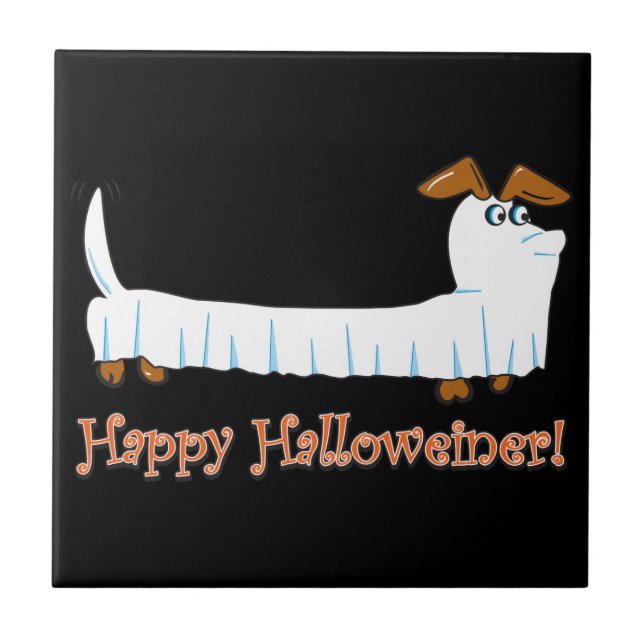 Happy Halloween Dachshund Tile (Front)