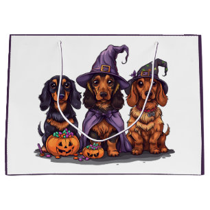 Happy Halloween Dachshund Witch Dogs Large Gift Bag