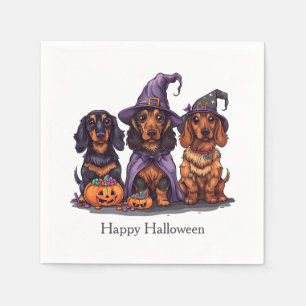 Happy Halloween Dachshund Witch Dogs Napkin