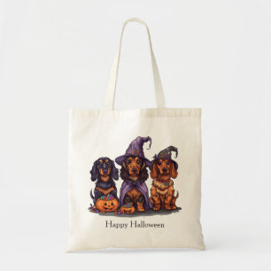Happy Halloween Dachshund Witch Dogs Tote Bag