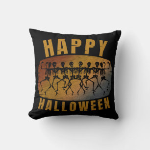 HAPPY HALLOWEEN DANCING SKELETON CUSHION