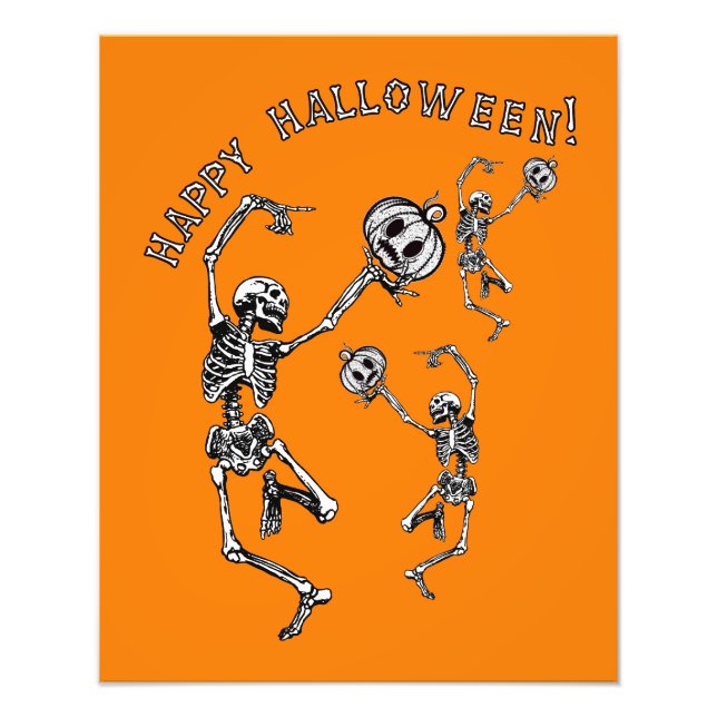 Happy Halloween Dancing Skeleton Danse Macabre Photo Print (Front)