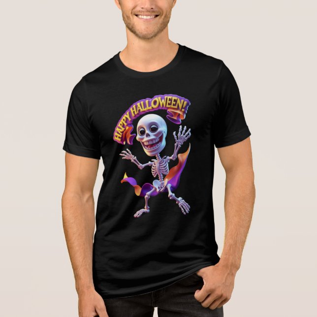 Happy Halloween – Dancing Skeleton Tri-Blend Shirt (Front)