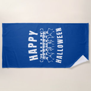 HAPPY HALLOWEEN DANCING SKELETONS BEACH TOWEL
