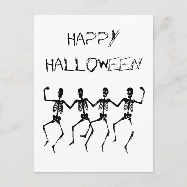 Happy Halloween Dancing Skeletons Postcard (Front)