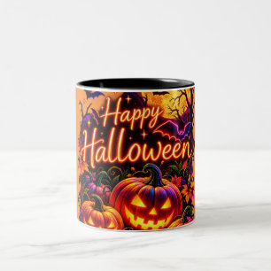 Happy Halloween dark design Two-Tone Coffee Mug