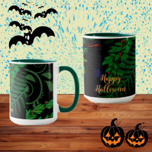 Happy Halloween Dark Greenery Botanical Foliage Mug