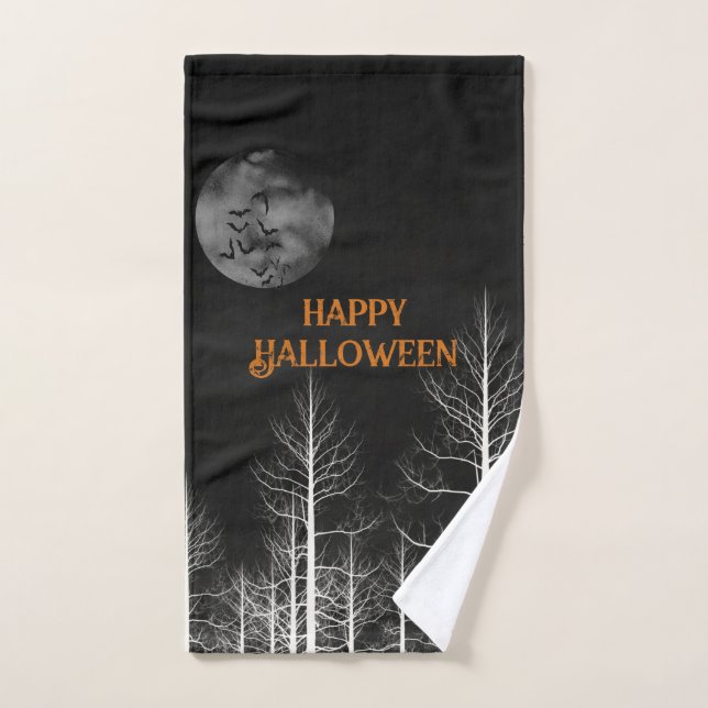 Happy Halloween Dark Woods Full Moon Hand Towel (Hand Towel)