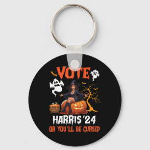 Happy Halloween Day Vote Harris 2024 Or You Will B Key Ring