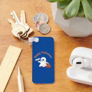 Happy Halloween Deep Blue Rectangle keyChain