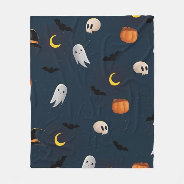 Happy Halloween Designer Pattern Comfortable Fleece Blanket (Front)