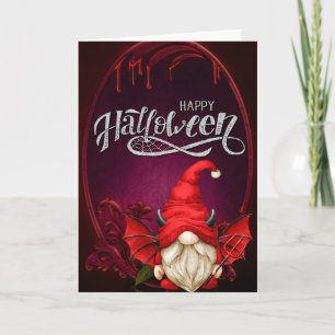 Happy Halloween Devil Gnome Card
