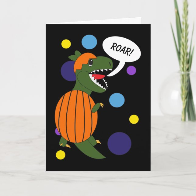 Happy Halloween Dinosaur Trex Funny Personalise Thank You Card (Front)