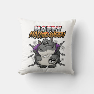 Happy Halloween Disguised Hippopotamus Cushion