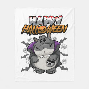 Happy Halloween Disguised Hippopotamus Fleece Blanket