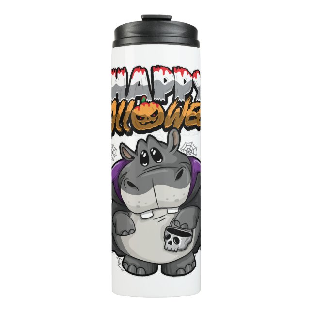 Happy Halloween Disguised Hippopotamus Thermal Tumbler (Front)