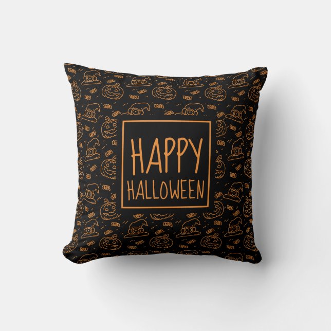 Happy Halloween Ditzy Pattern | Throw Pillow (Front)