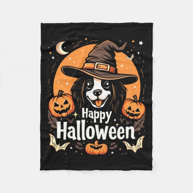 Happy Halloween Dog Long Sleeve Fleece Blanket (Front)
